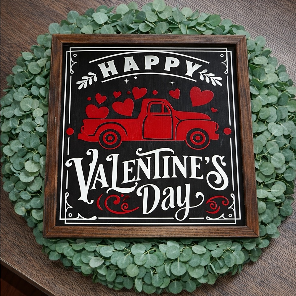 Valentine's Day Wall Art with Red Truck